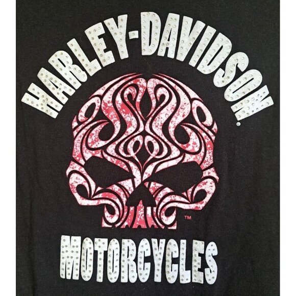 Harley-Davidson Women's Black V-Neck Short Sleeve Tee SEE DESCRIPTION - Picture 4 of 6